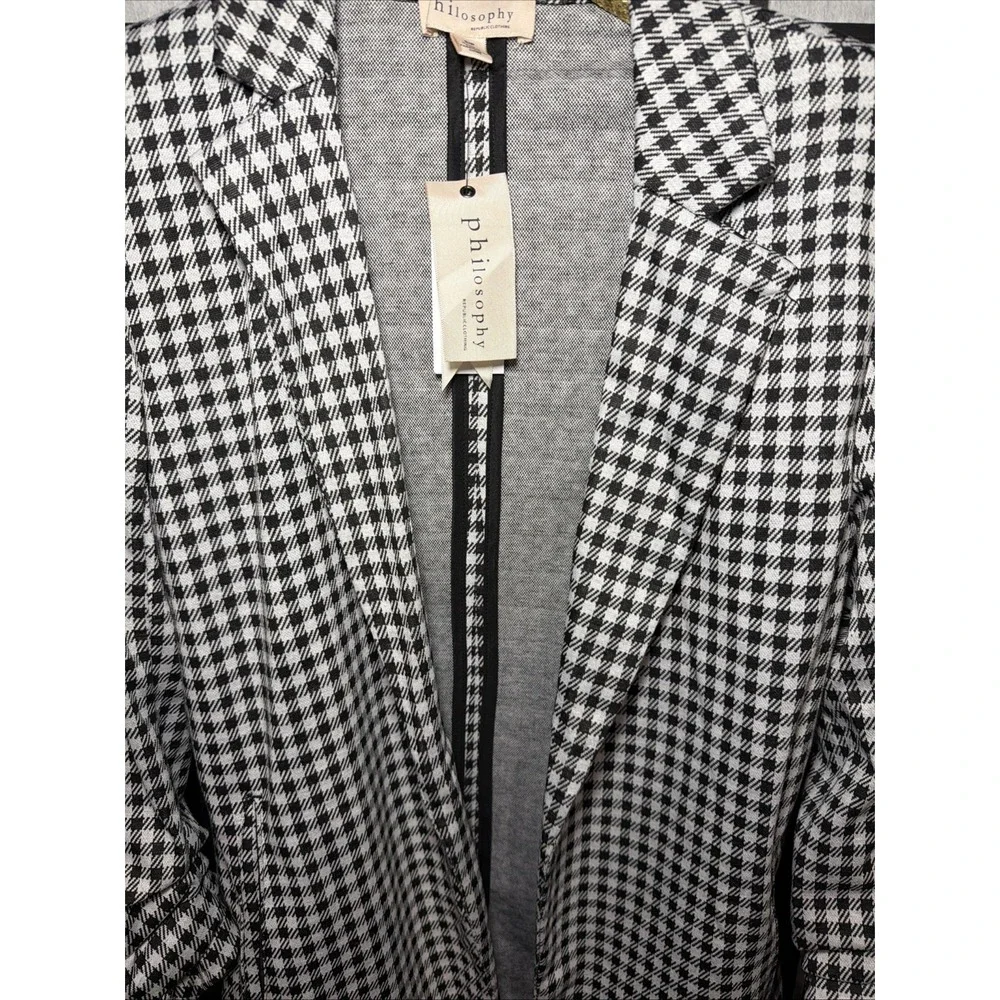 Philosophy‎ Womens Sz Small Blazer Black White Gingham Jacket Office NWT